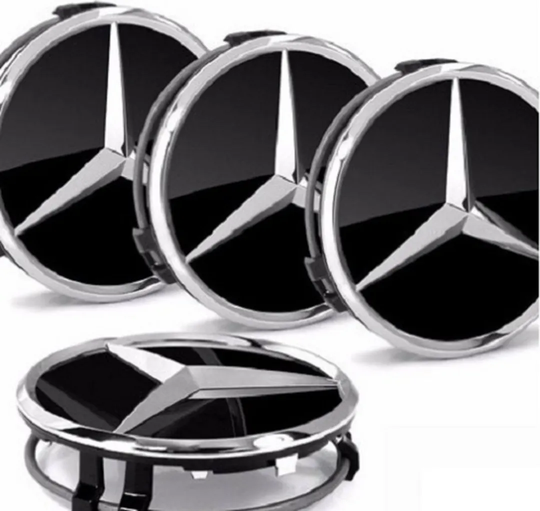 Mercedes-Benz Naafdoppen Glans Zwart 75mm - 4 Stuks
