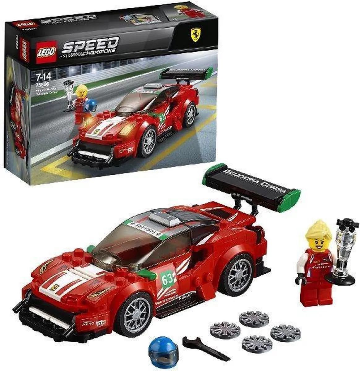 LEGO Speed Champions Ferrari 488 GT3 Scuderia Corsa 75886 - Rood