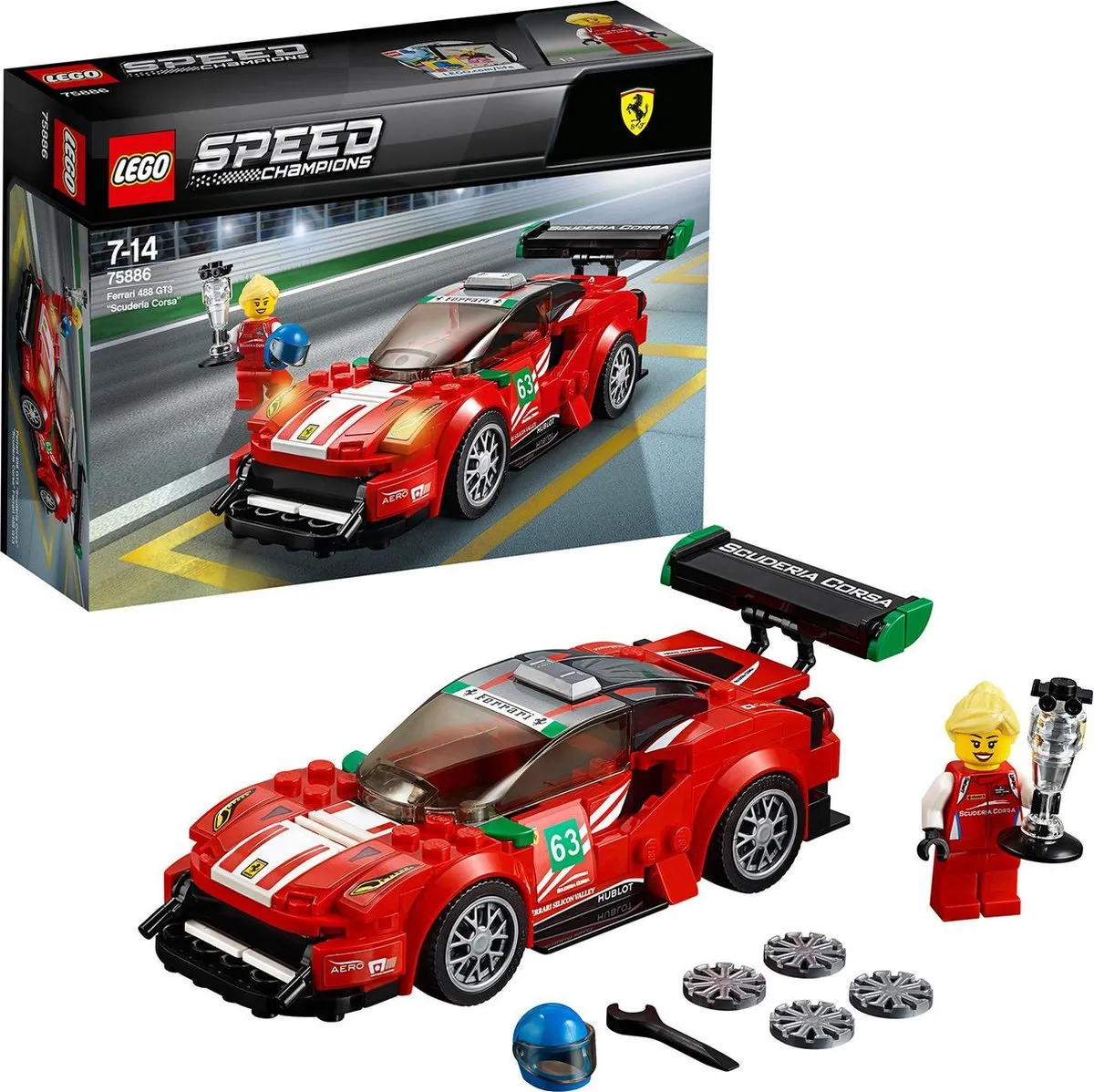 LEGO Speed Champions Ferrari 488 GT3 Scuderia Corsa 75886 - Rood
