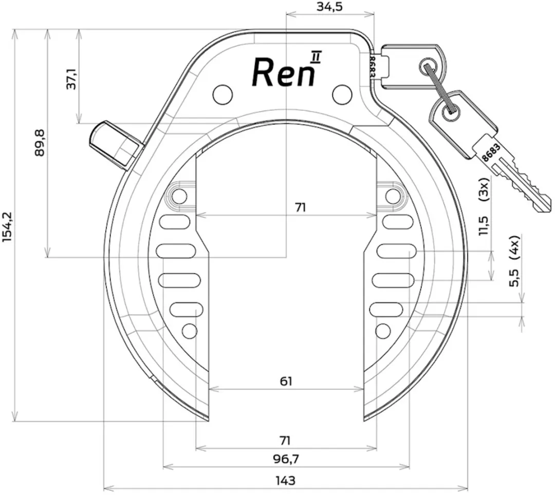 AXA Ren 2 Ringslot - Falkx Flexmount Montagestrips Zwart
