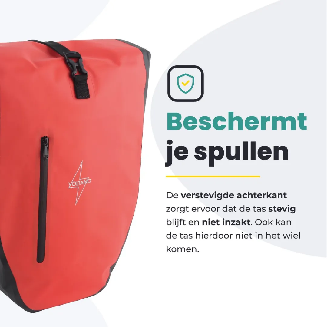 Voltano Luxe Fietstas 28L - Zwart/Rood - afbeelding 6 van 6