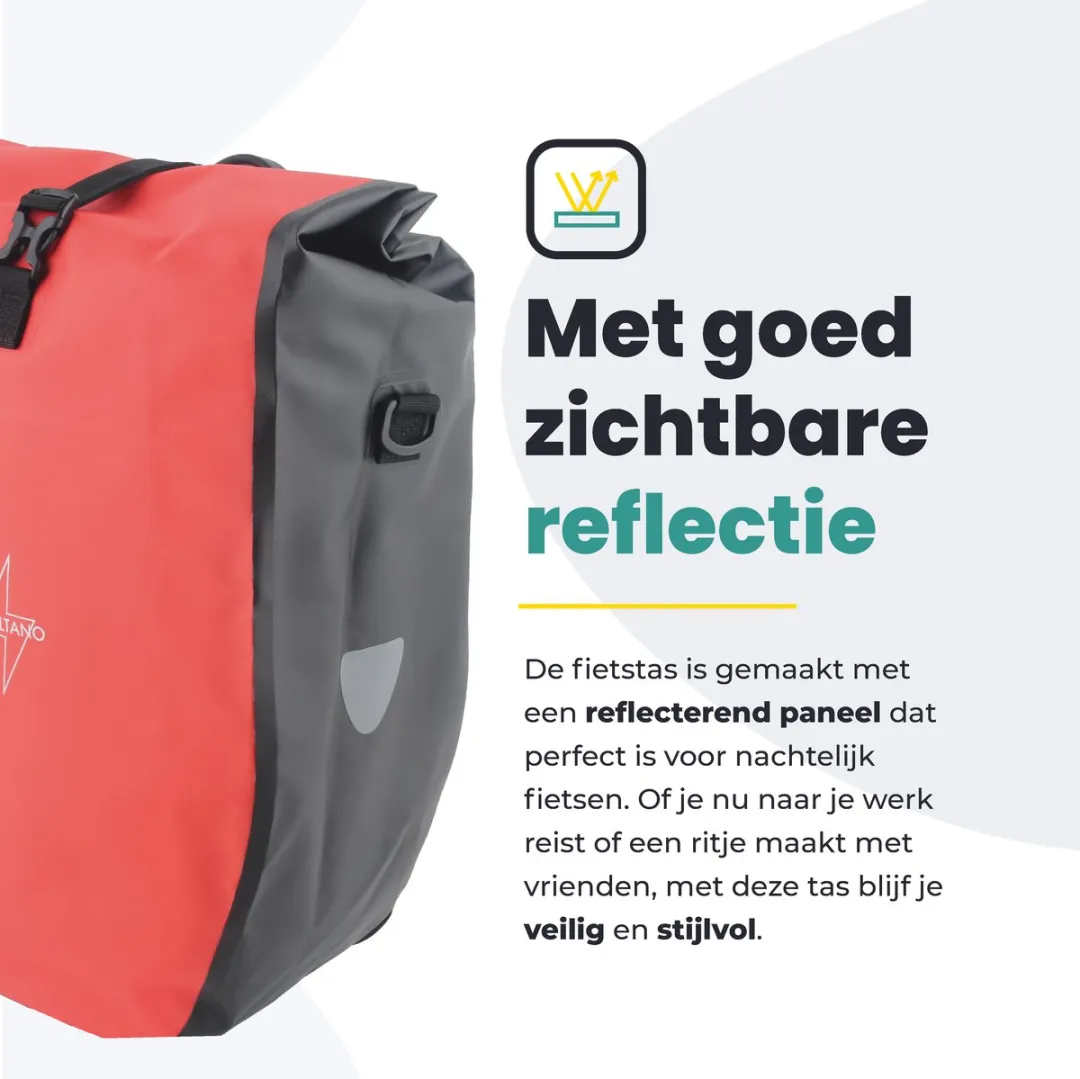 Voltano Luxe Fietstas 28L - Zwart/Rood