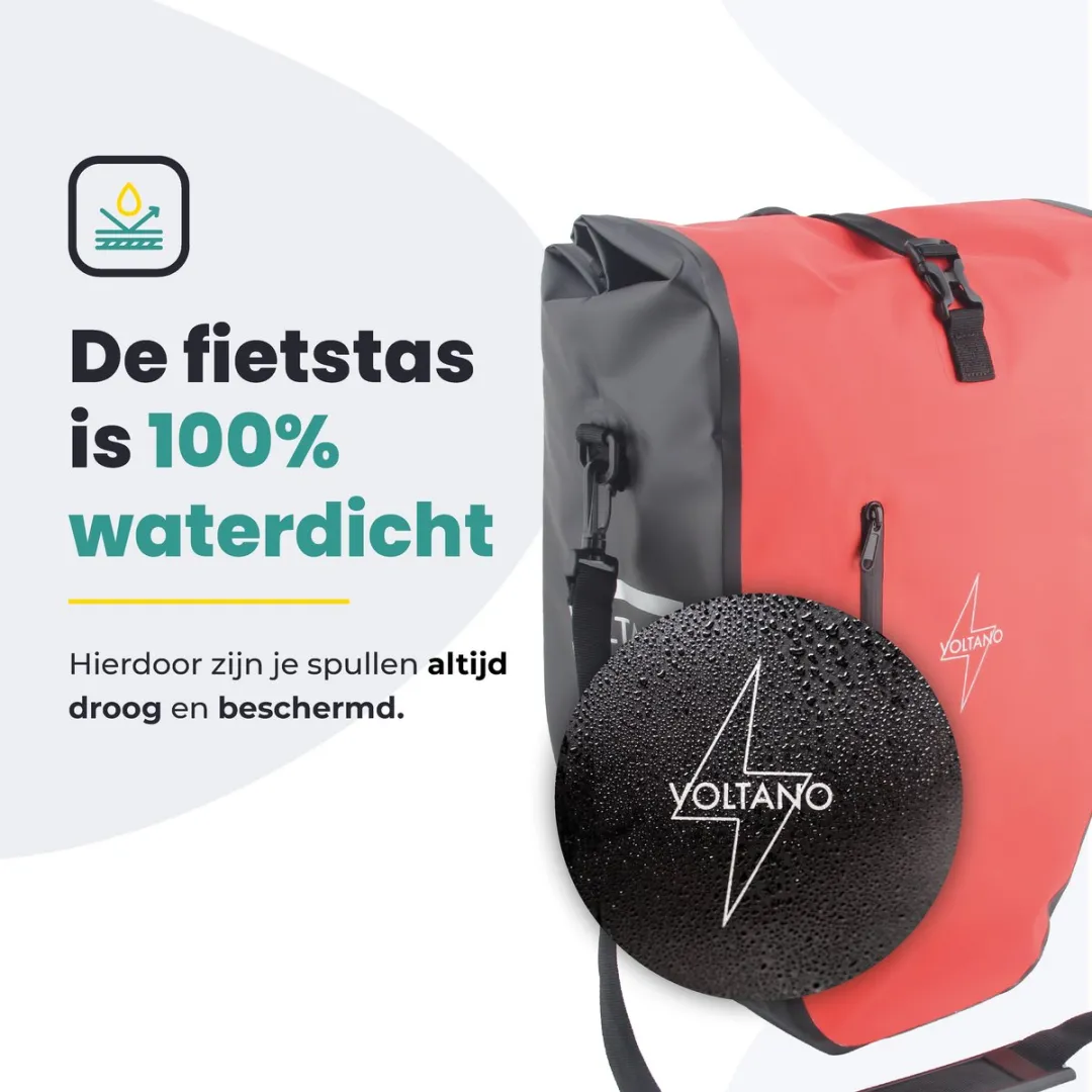 Voltano Luxe Fietstas 28L - Zwart/Rood