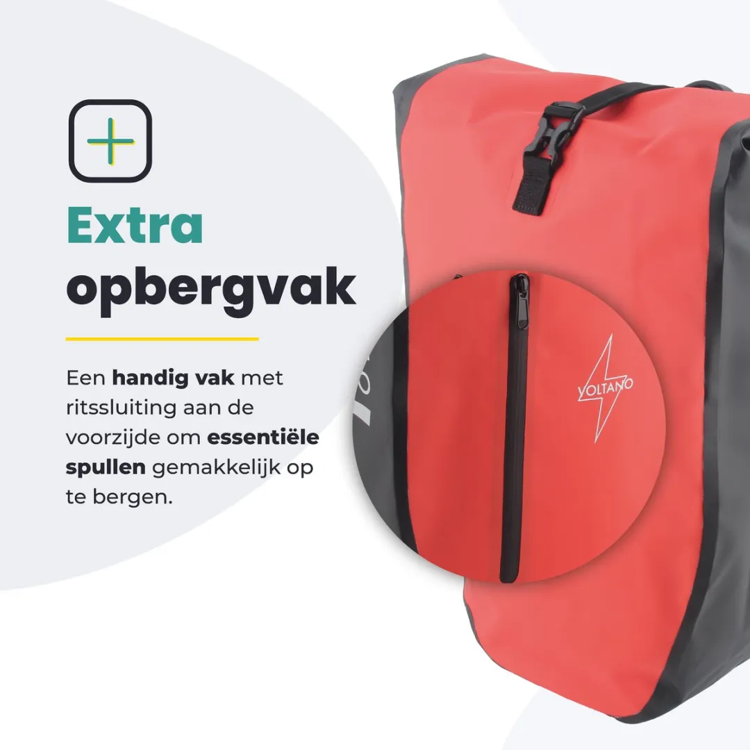 Voltano Luxe Fietstas 28L - Zwart/Rood