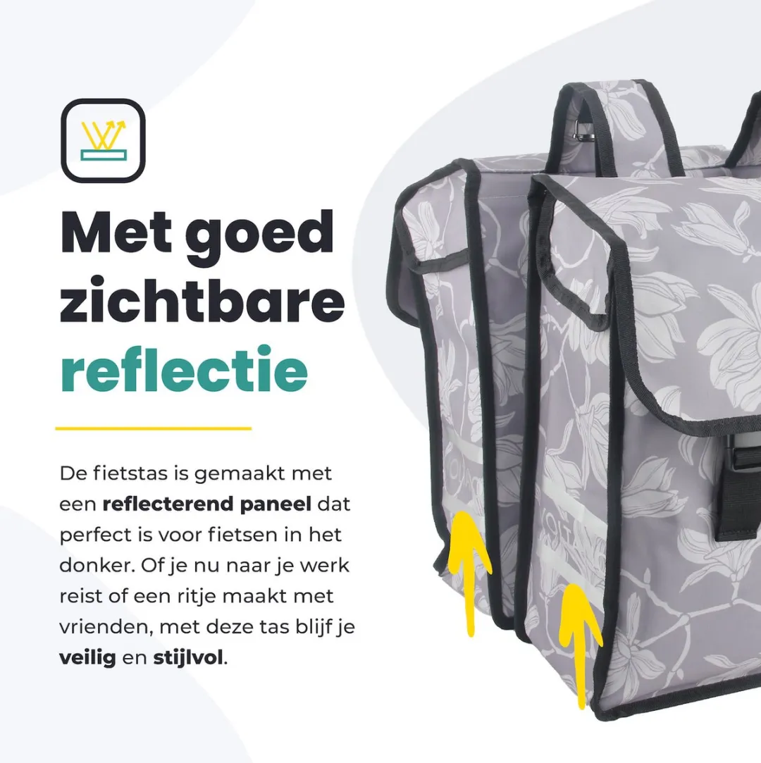 Voltano Dubbele Fietstas Rose Harmony 38L - Lichtgrijs