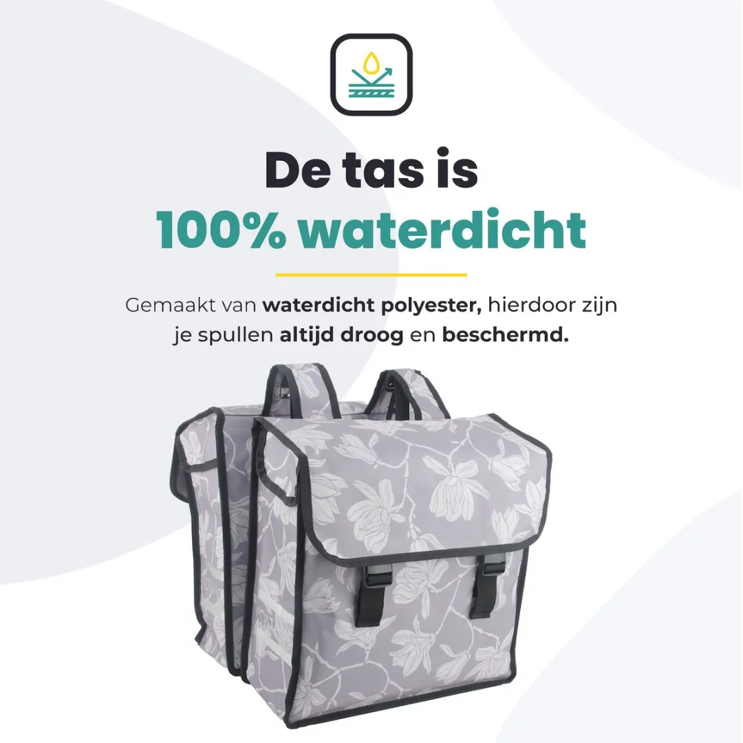 Voltano Dubbele Fietstas Rose Harmony 38L - Lichtgrijs - afbeelding 6 van 6