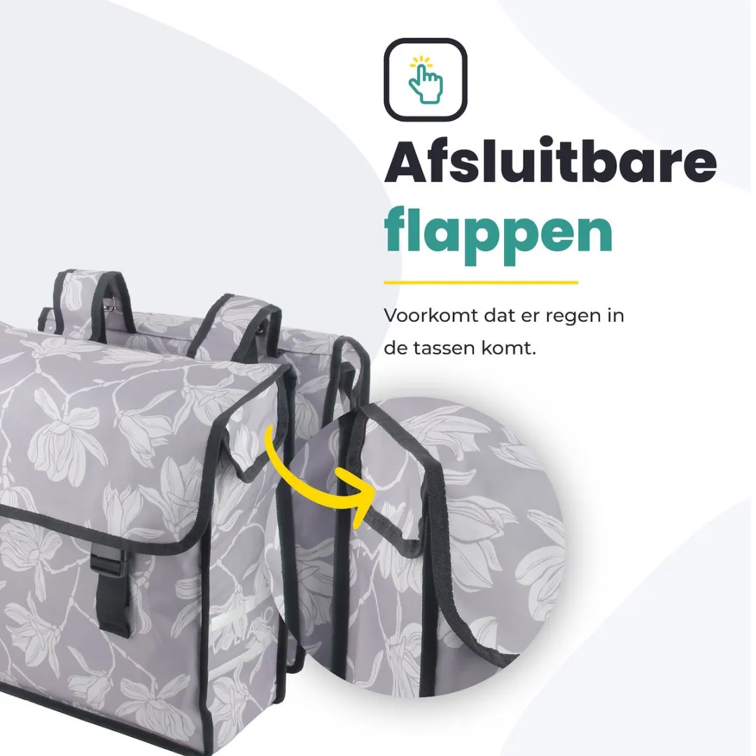 Voltano Dubbele Fietstas Rose Harmony 38L - Lichtgrijs