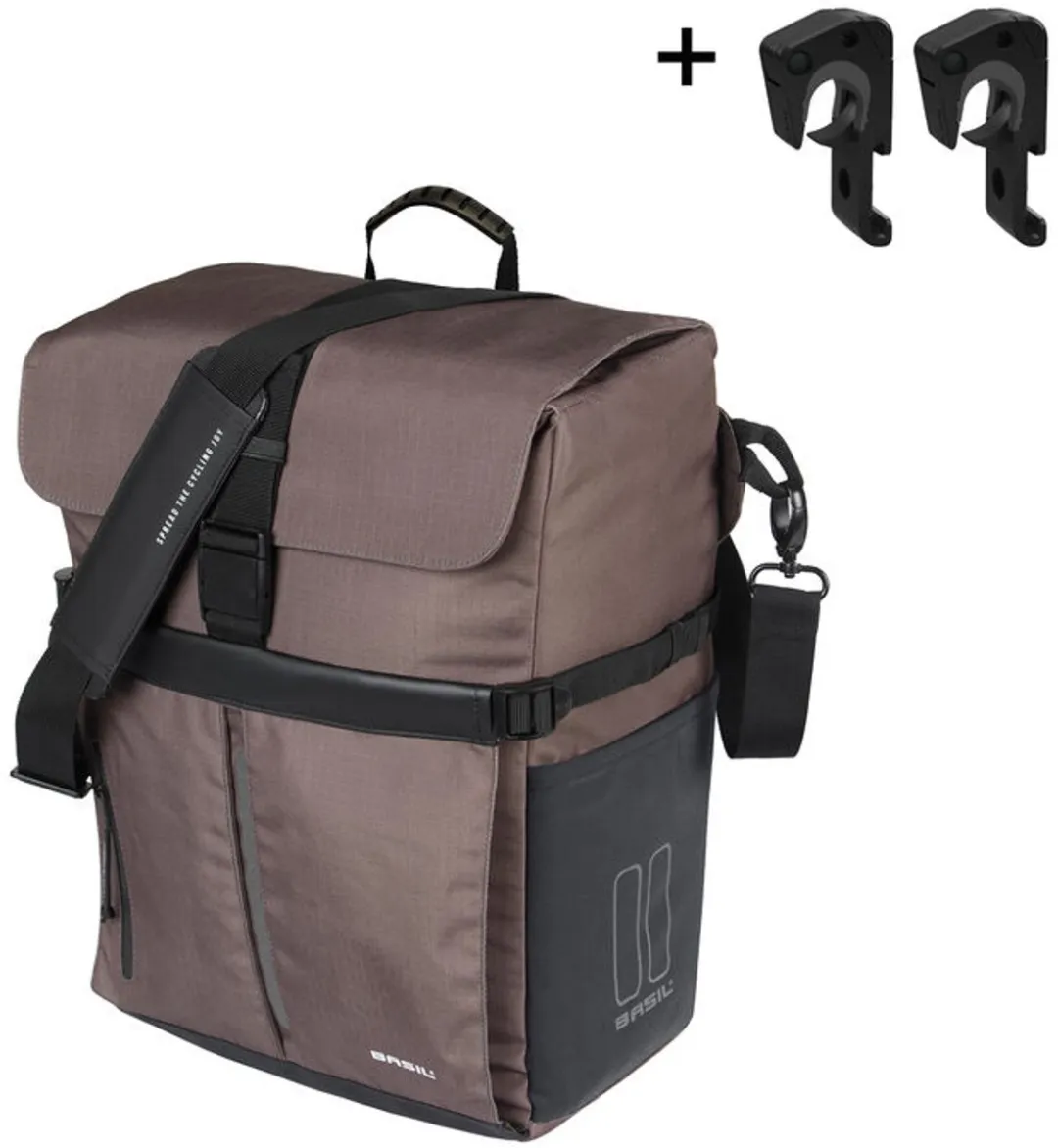 Basil Move Fietsschoudertas 15L - MIK Hooks - Bruin