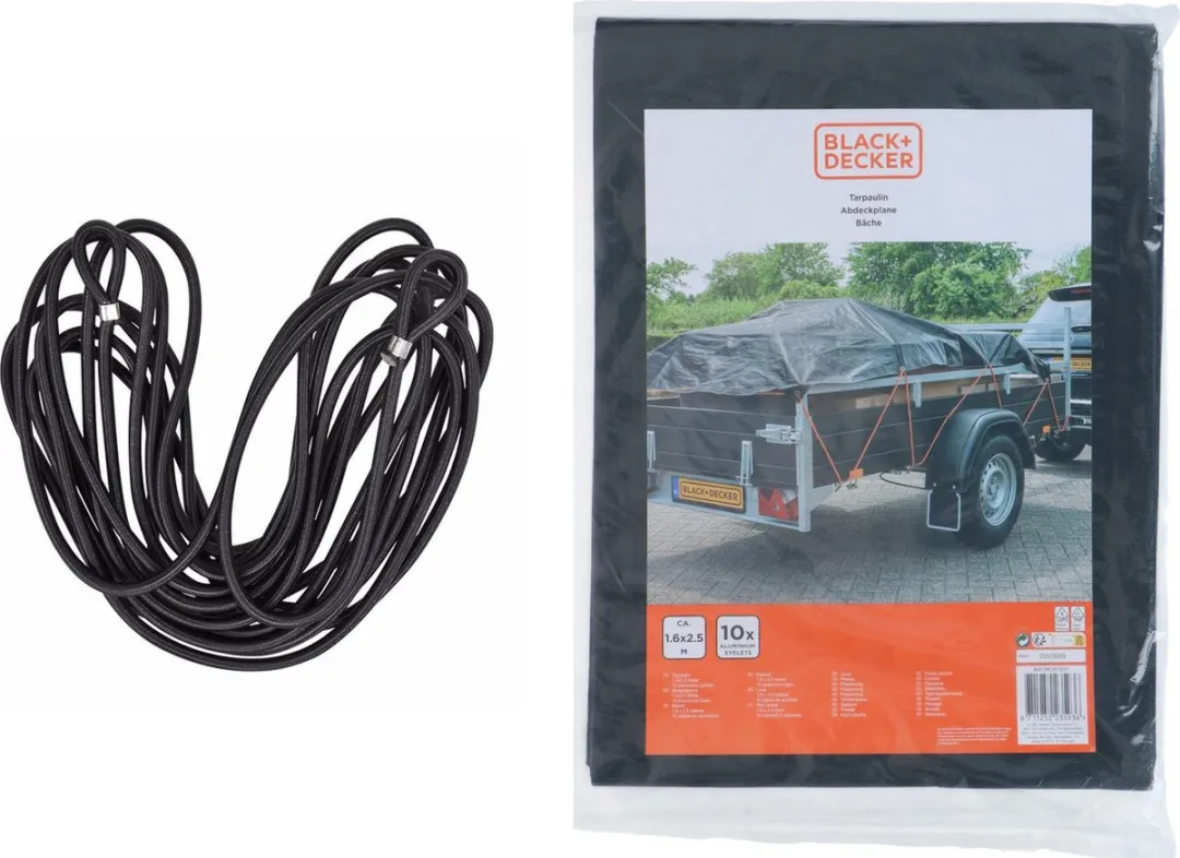 BLACK+DECKER Dekzeil voor aanhangwagen 160x250cm