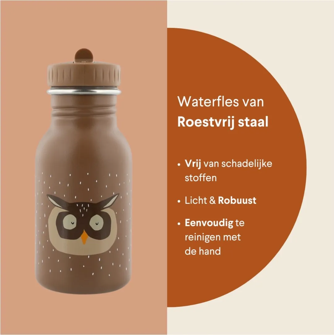 Trixie Mr. Owl RVS Waterfles 350ml - Lekvrij - Bruin