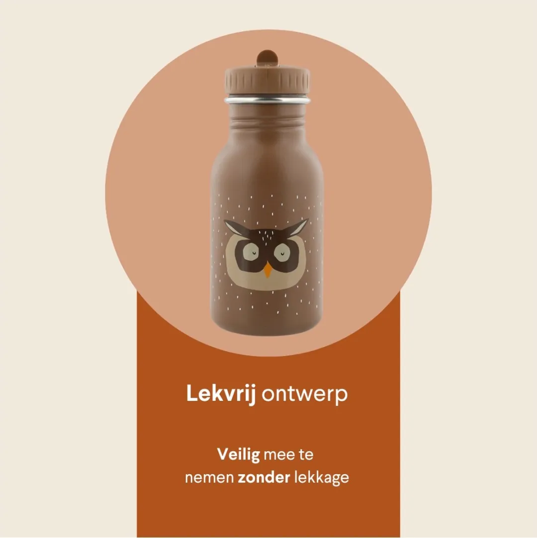 Trixie Mr. Owl RVS Waterfles 350ml - Lekvrij - Bruin