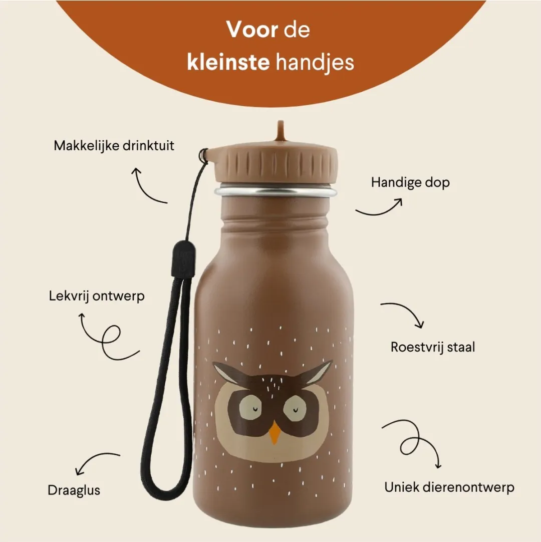 Trixie Mr. Owl RVS Waterfles 350ml - Lekvrij - Bruin - afbeelding 6 van 6