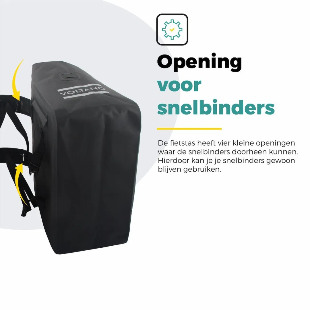 Voltano Dubbele Rolltop Fietstas 50L - Zwart