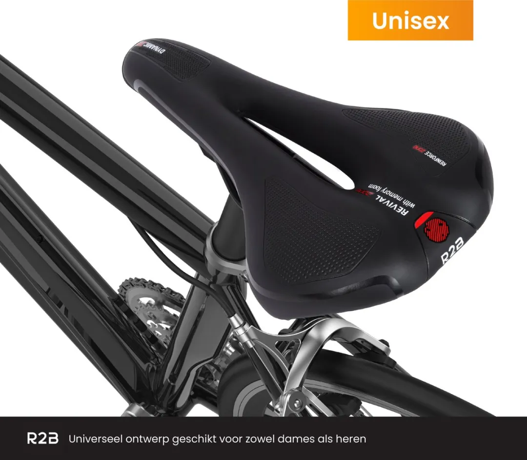 R2B Unisex Gelzadel - Fietszadel 1 Stuks - Zwart