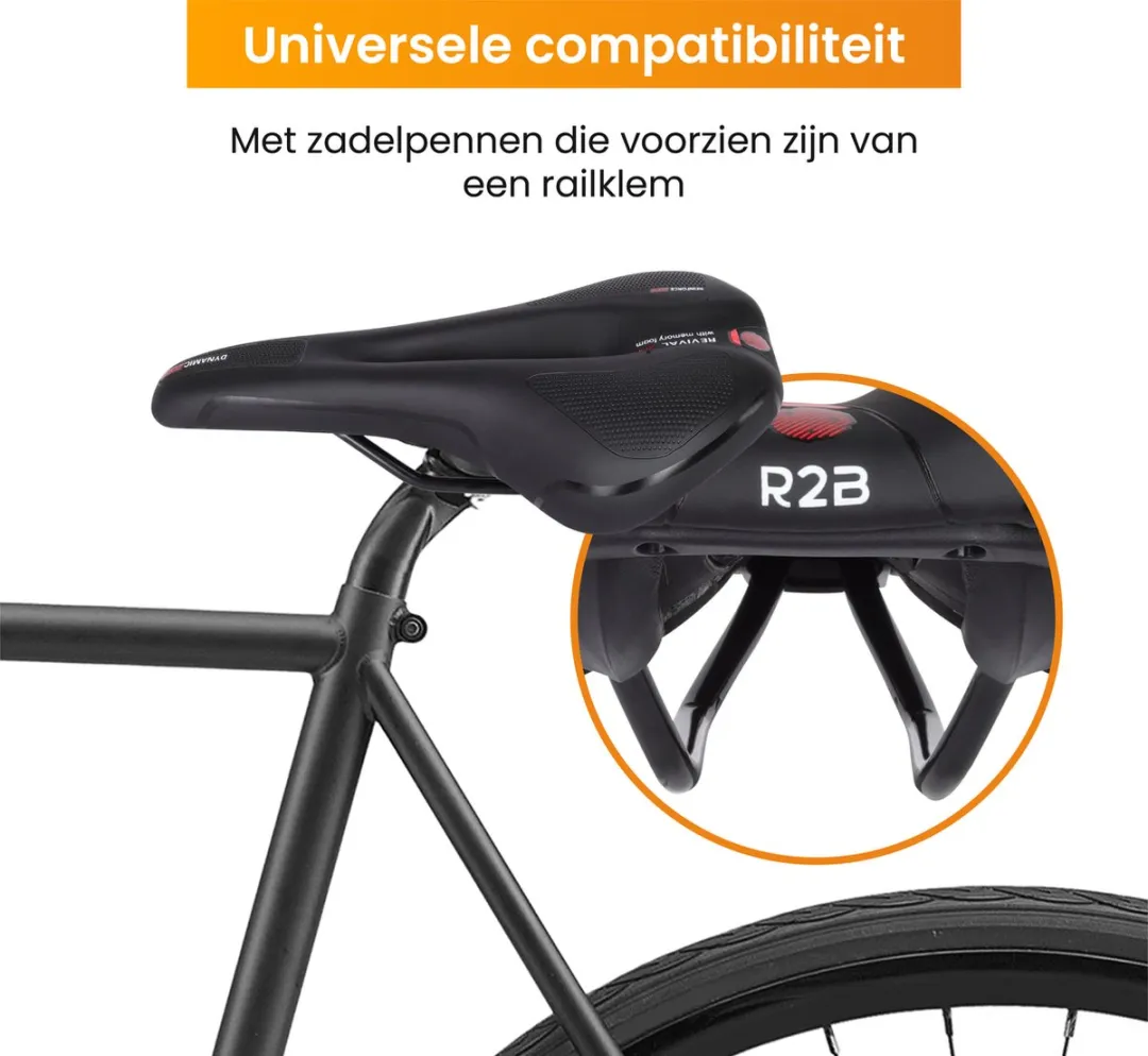 R2B Unisex Gelzadel - Fietszadel 1 Stuks - Zwart