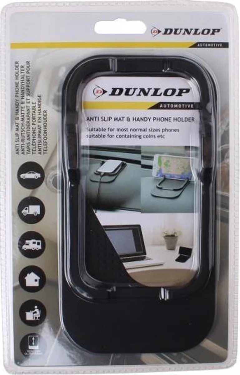 Dunlop Anti Slip Mat - Telefoonhouder Sleutelhouder Muntgeldhouder - Zwart