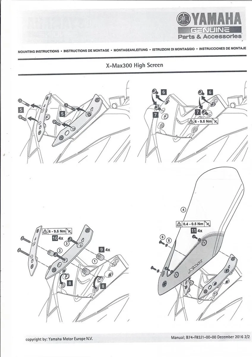 Yamaha 300 X-max Parebrise 71cm B74F837J0100