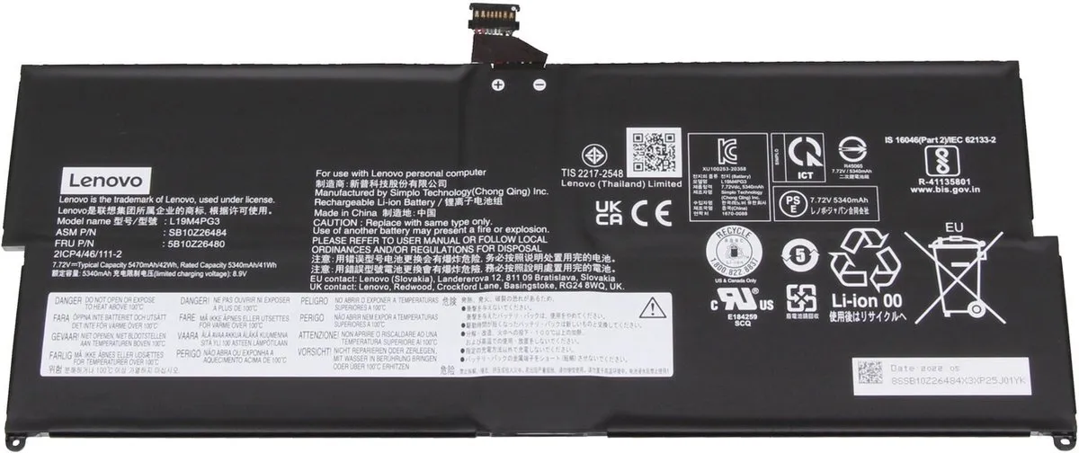 Lenovo SB10Z26484 Laptopbatterij 42Wh