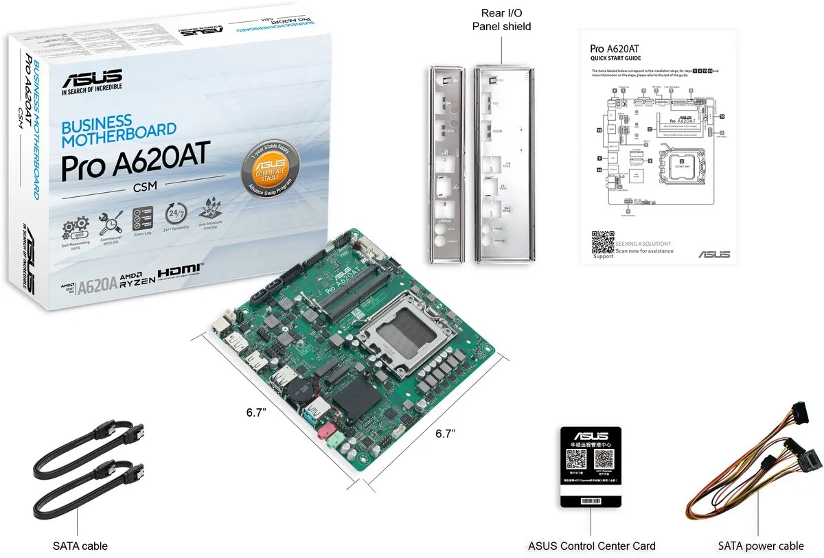 ASUS Pro A620AT-CSM AM5 Thin Mini ITX - A620A