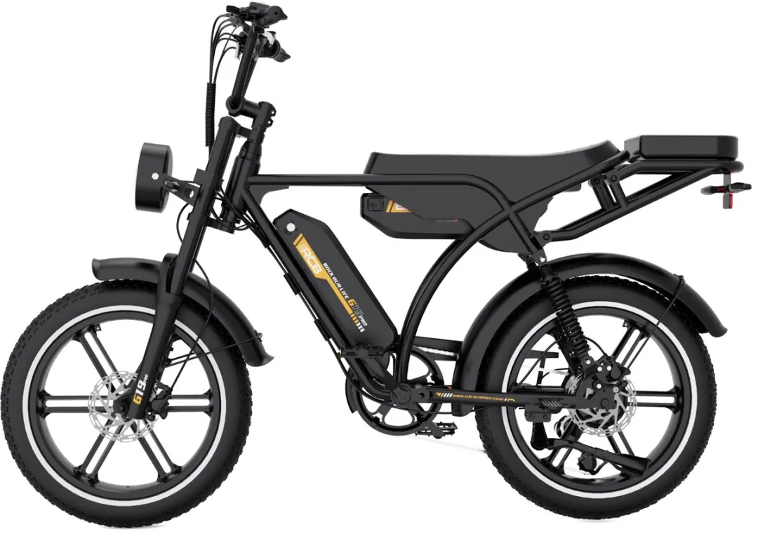 RCB Elektrische fatbike - 48V 15.6Ah Mountainbike - Actieradius 80km - 25km/u - 250W motor - 7 versnellingen - met App en NFC -Zwart