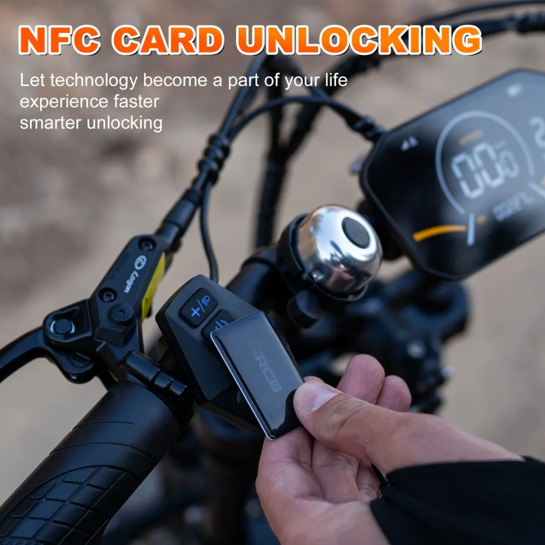 RCB Elektrische fatbike - 48V 15.6Ah Mountainbike - Actieradius 80km - 25km/u - 250W motor - 7 versnellingen - met App en NFC -Zwart