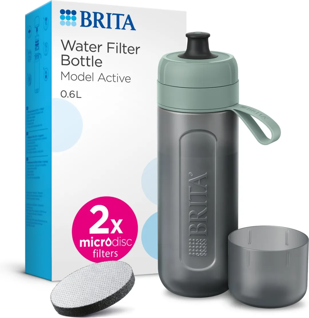 BRITA Active Waterfilterfles 0,6L Donkergroen - 2x MicroDisc