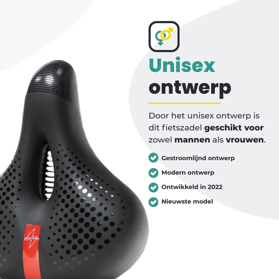 Voltano Pro Gel Fietszadel - Zwart/Rood - Unisex