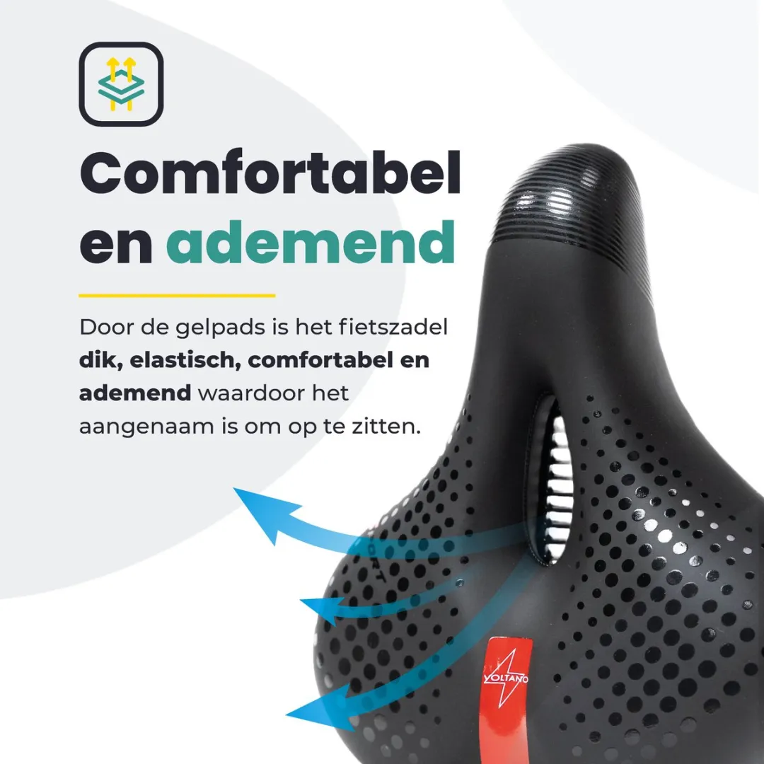Voltano Pro Gel Fietszadel - Zwart/Rood - Unisex