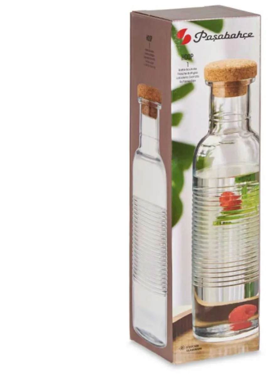 Pasabahce Waterfles met kurken dop 1070ml - Glas
