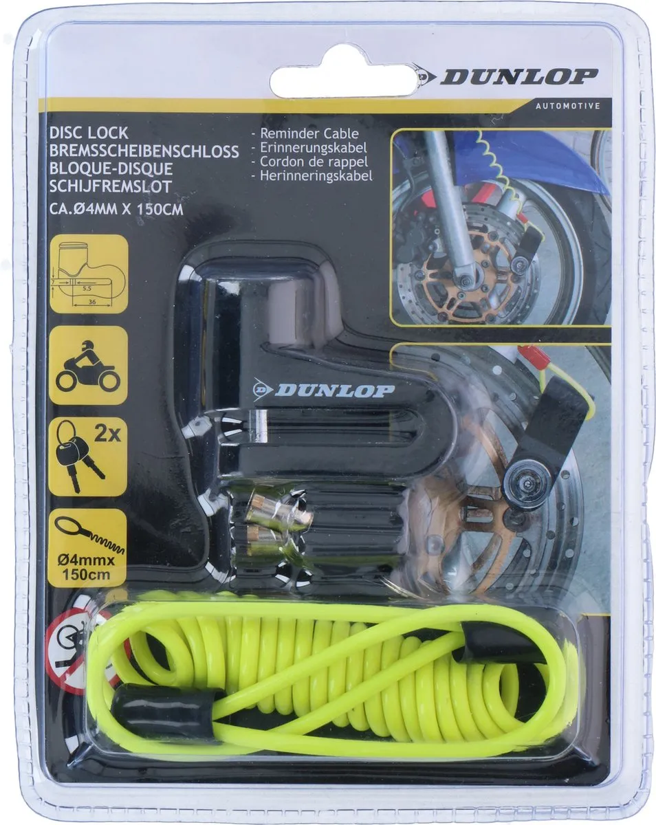 Dunlop Remschijfslot 44579 - 2 Sleutels - Zilver