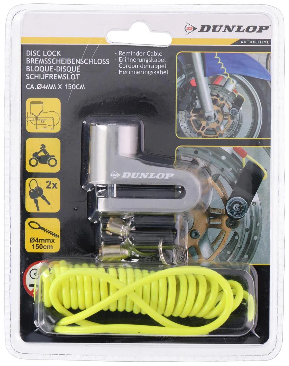 Dunlop Remschijfslot 44579 - 2 Sleutels - Zilver