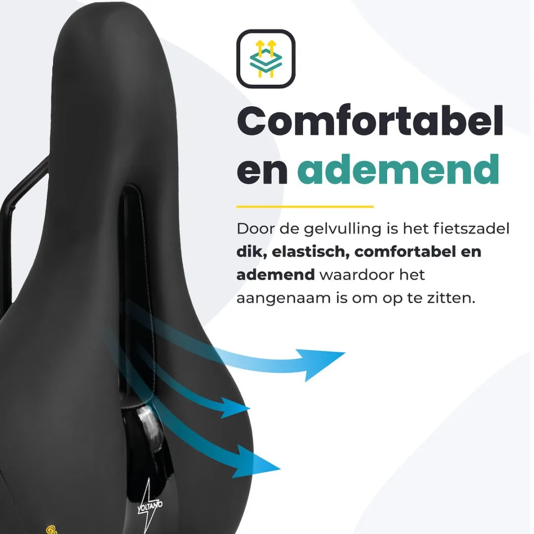 Voltano Elegance Fietszadel - Trekking Premium Gel - Zwart