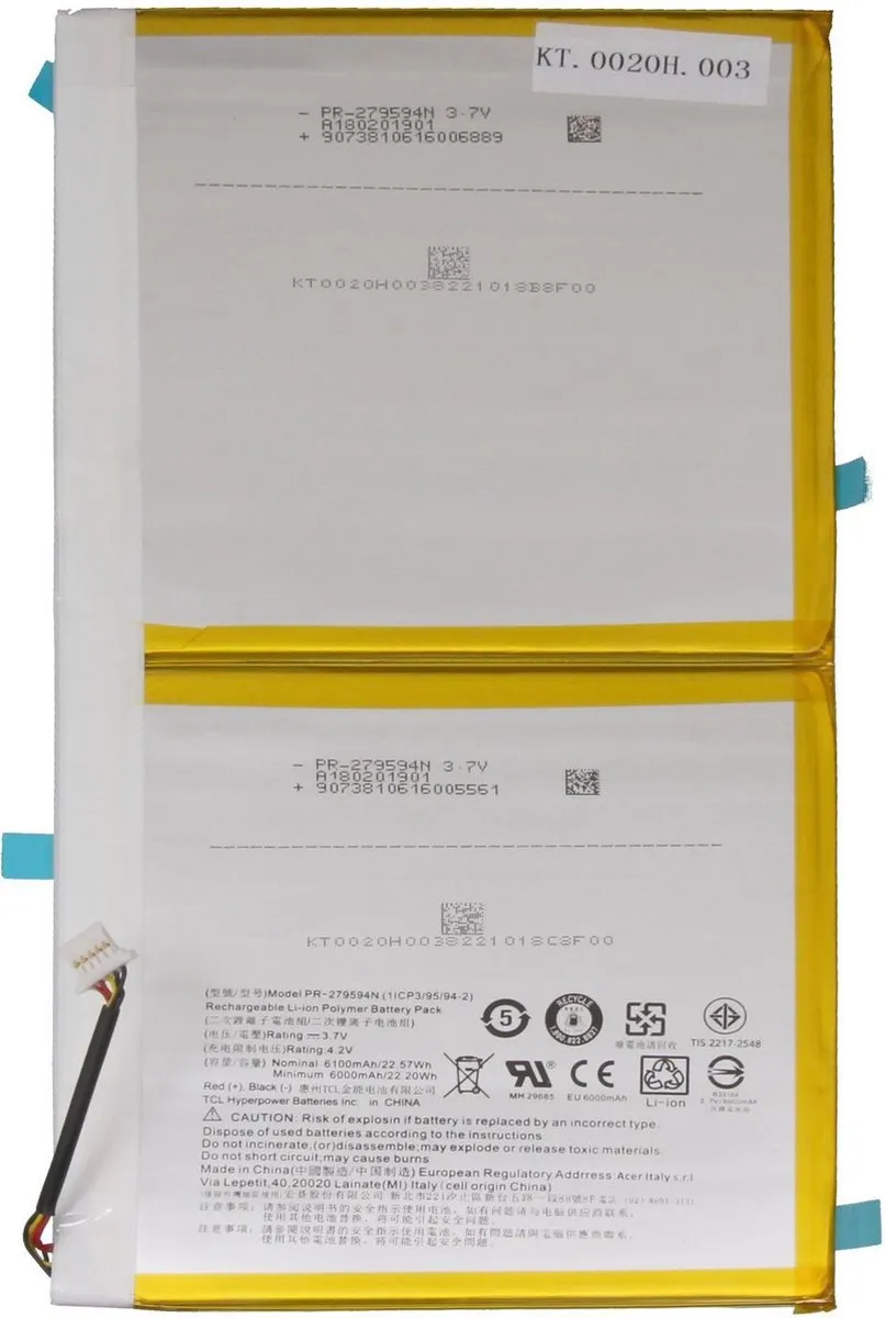 Acer KT.0020H.003 Laptopbatterij