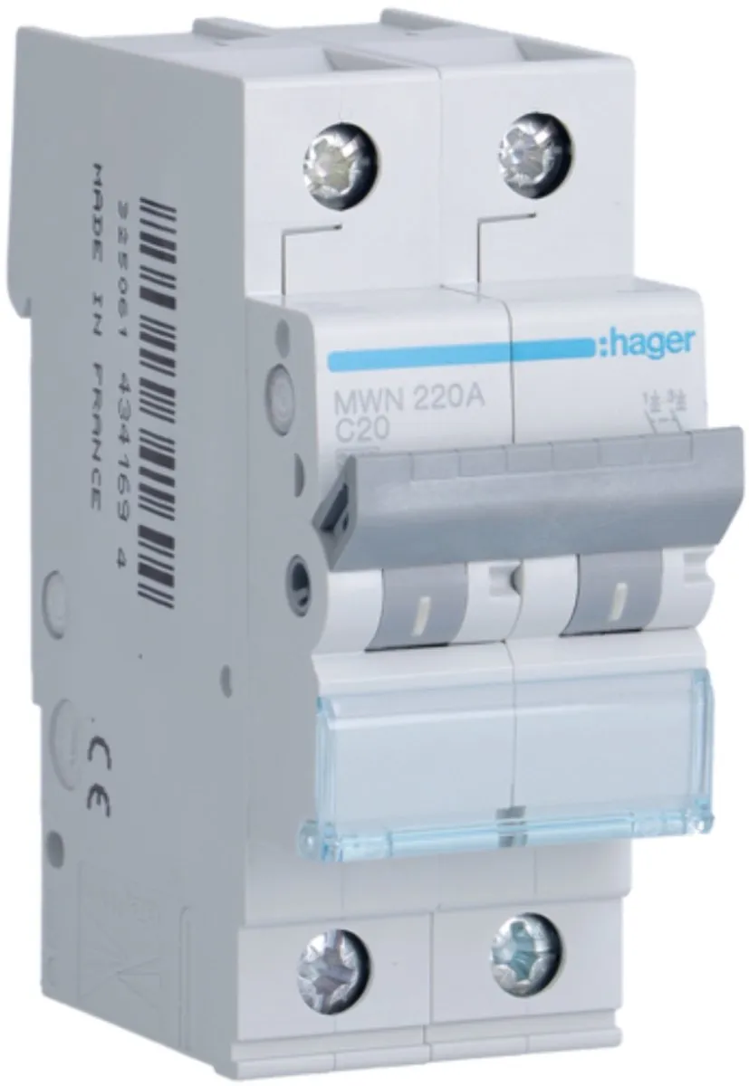 Hager MWN220A Automaat 20A 2-polig Curve C
