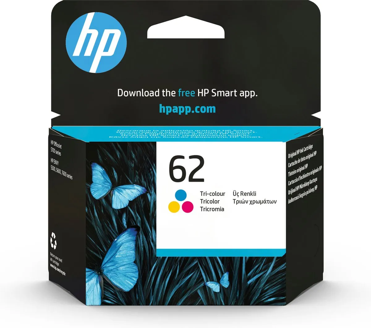 HP 62 Inktcartridge - Multi colour - 165 pagina's