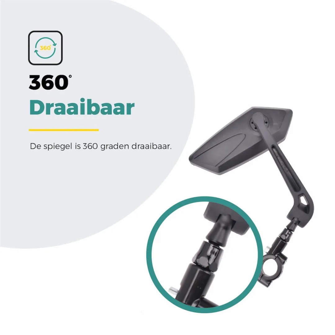 Voltano E-bike Fietsspiegel Links - Zwart