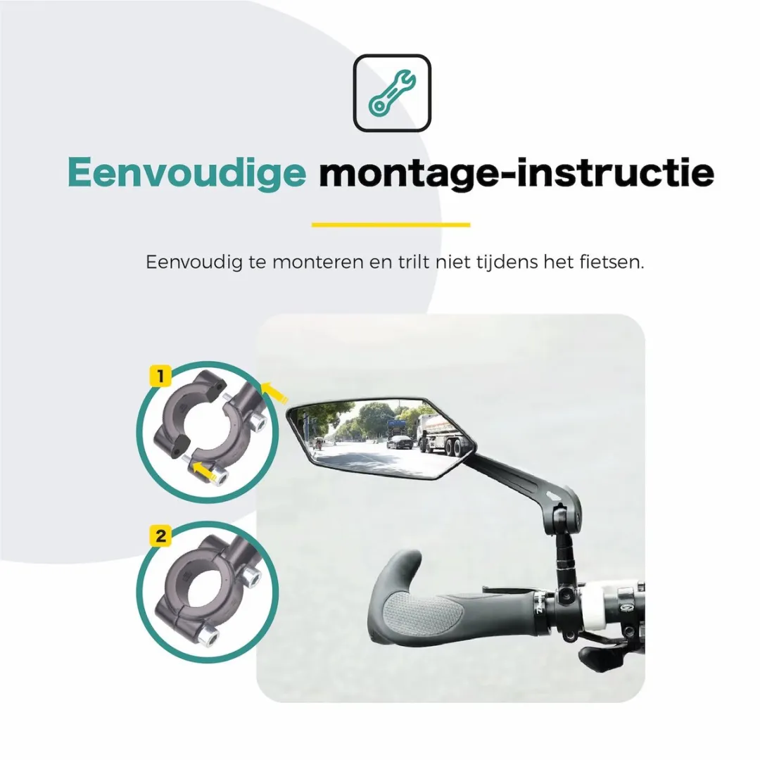 Voltano E-bike Fietsspiegel Links - Zwart
