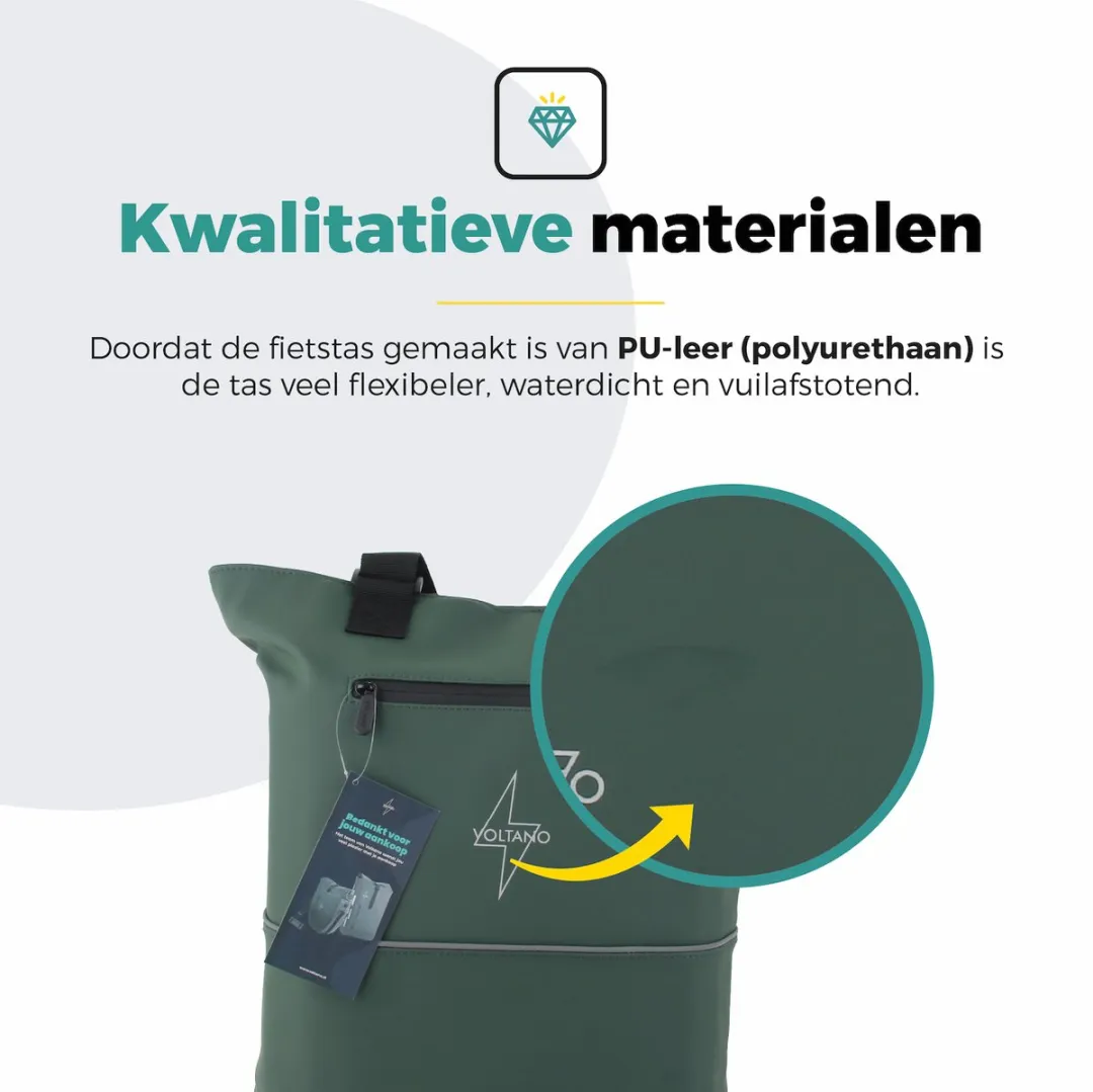Voltano E-bike City Shopper Enkele Fietstas 22L - Olijfgroen