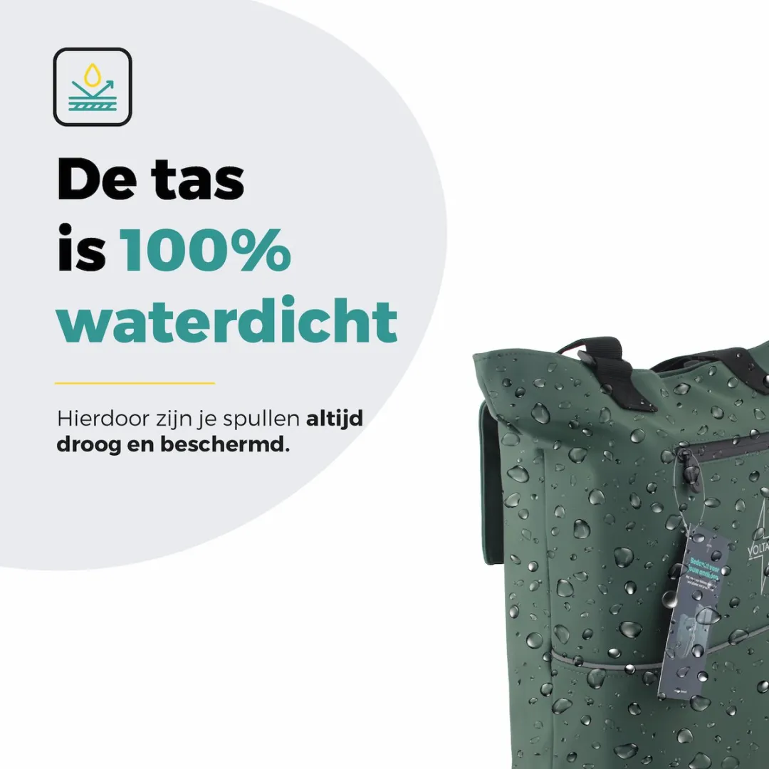 Voltano E-bike City Shopper Enkele Fietstas 22L - Olijfgroen