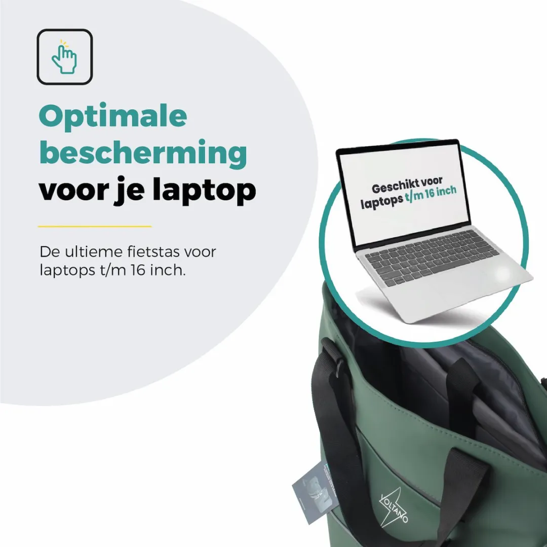 Voltano E-bike City Shopper Enkele Fietstas 22L - Olijfgroen