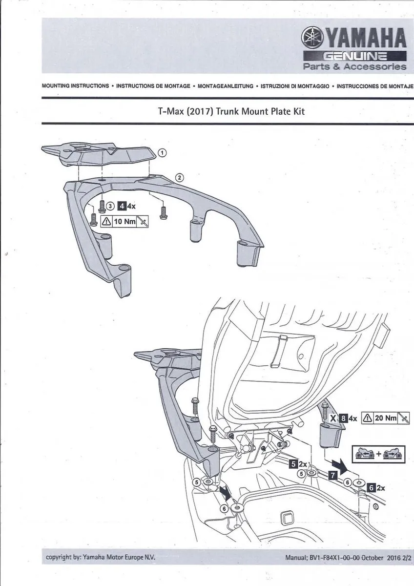Yamaha 850 MXT NIKEN BV1-F84X0-00 Platine Support Topcase