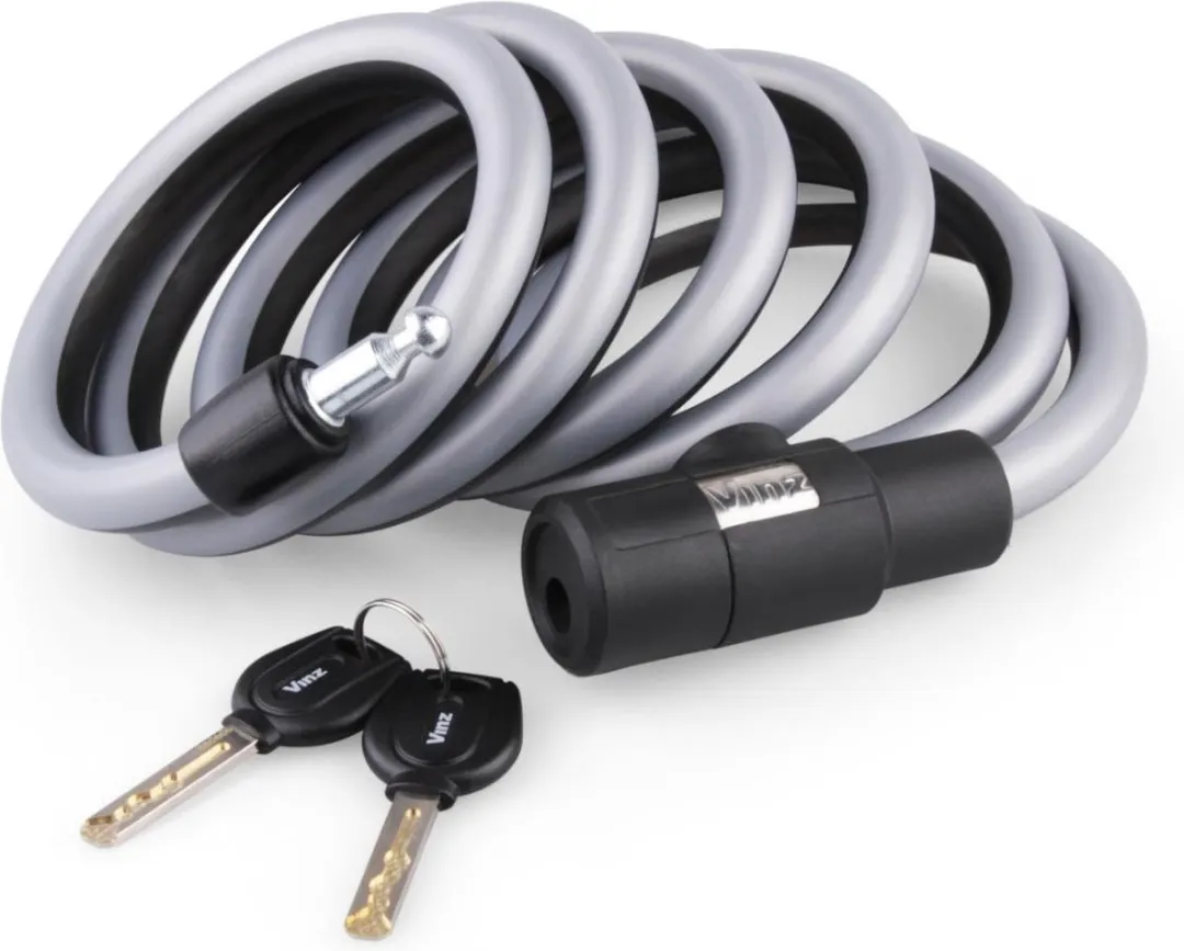 VINZ Korab Spiraal Kabelslot 15mm - 100cm - Zwart