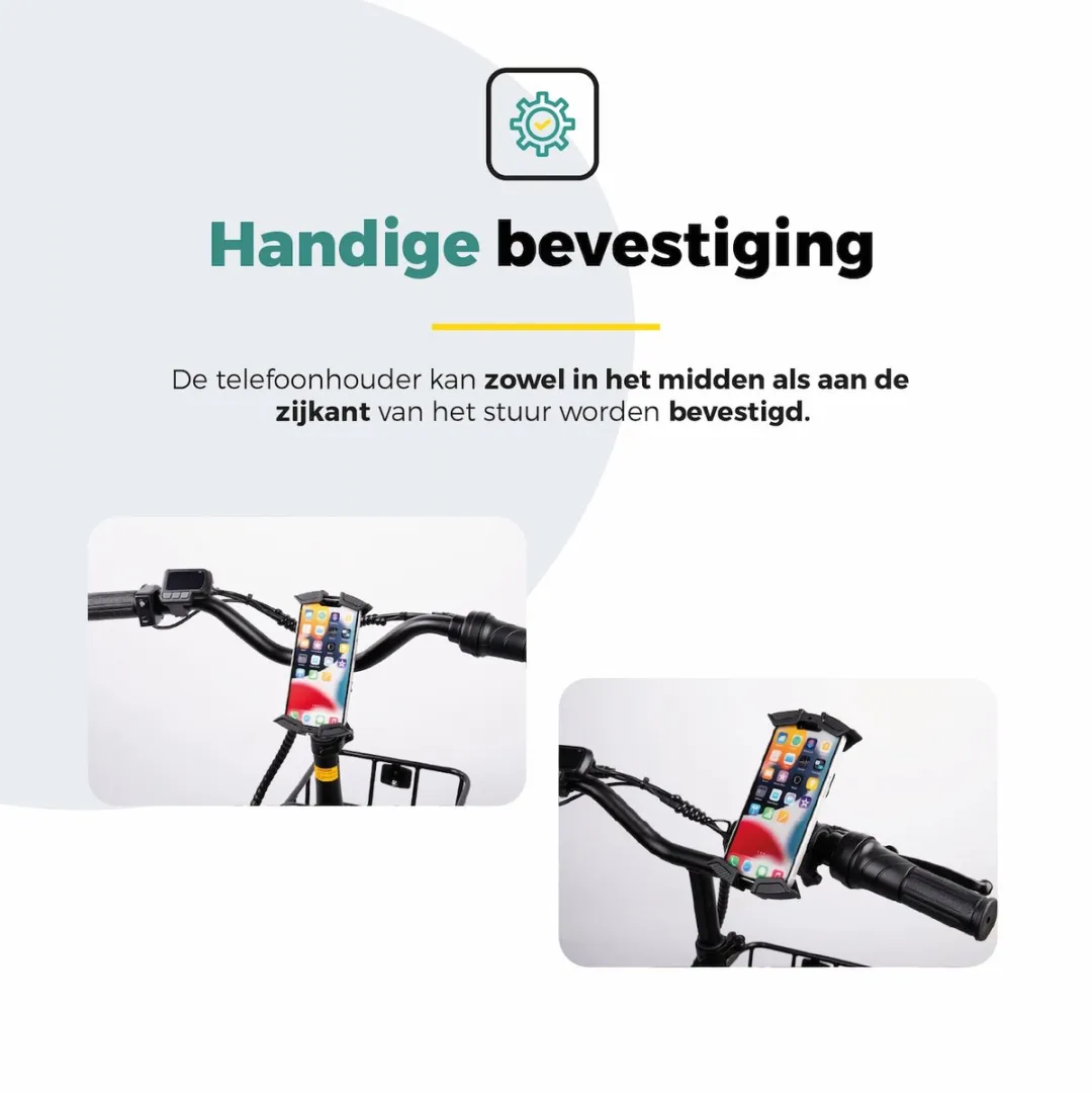 Voltano Future Telefoonhouder Fiets - Zwart - 360° Draaibaar