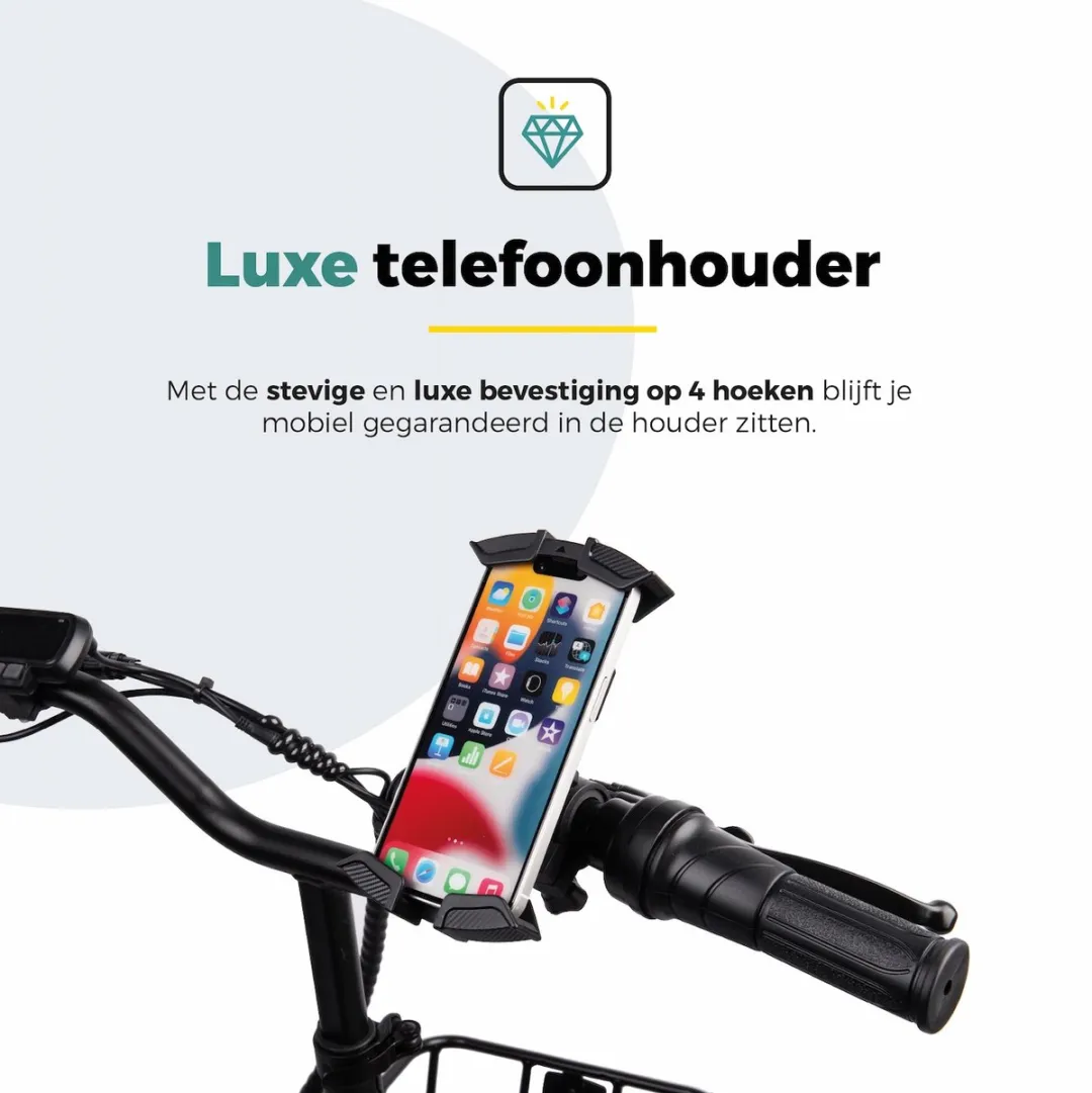 Voltano Future Telefoonhouder Fiets - Zwart - 360° Draaibaar