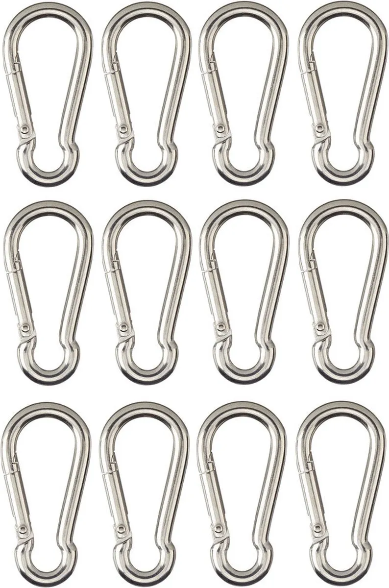 PARKSIDE Karabijnhaken 12 Stuks 5x50mm - 50kg - Zilver