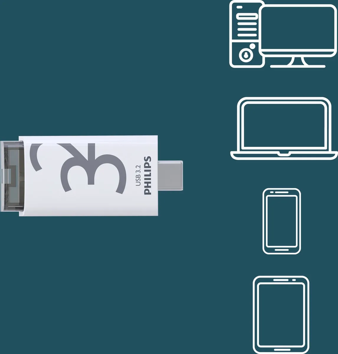 Philips USB-C Click FM32FD175B - 32GB - Wit