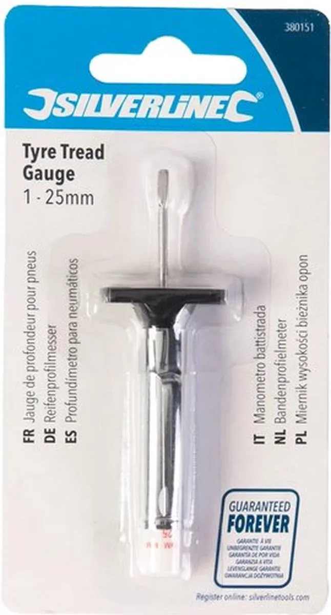 Silverline Bandenprofielmeter 1-25mm - Grijs