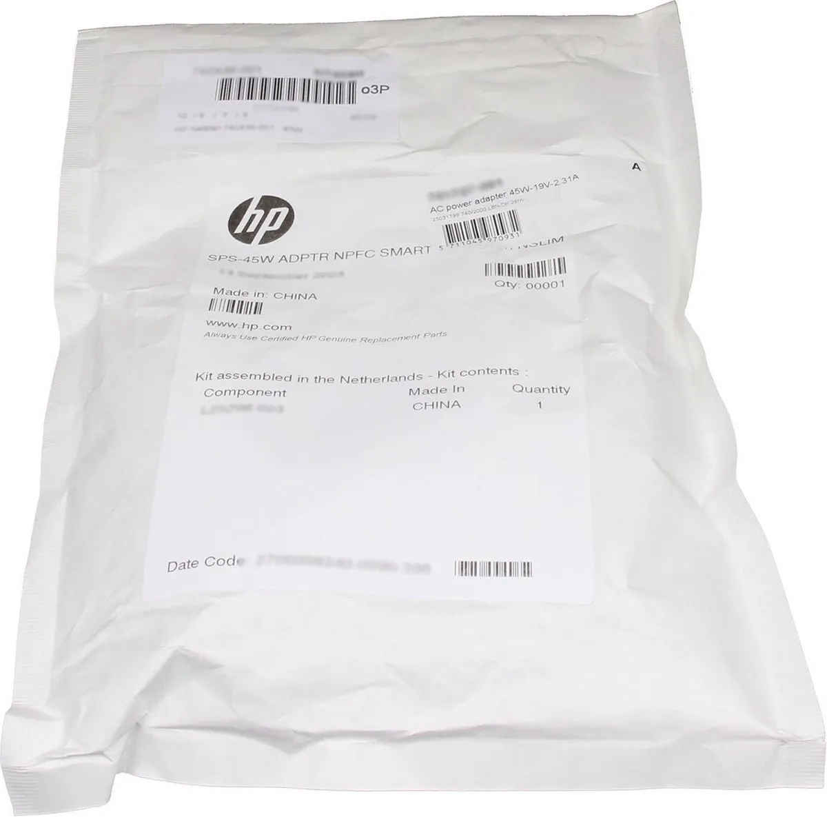 HP 740015-001 Laptopoplader 45W - Zwart