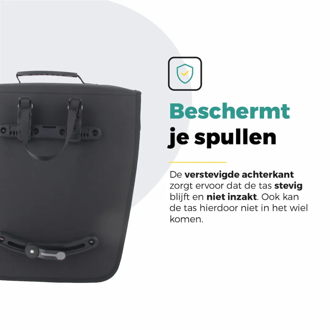 Voltano Enkele Fietstas 20L - Zwart - Afgeschuind - Waterdicht - Voorvak - Fietstas Elektrische Fiets