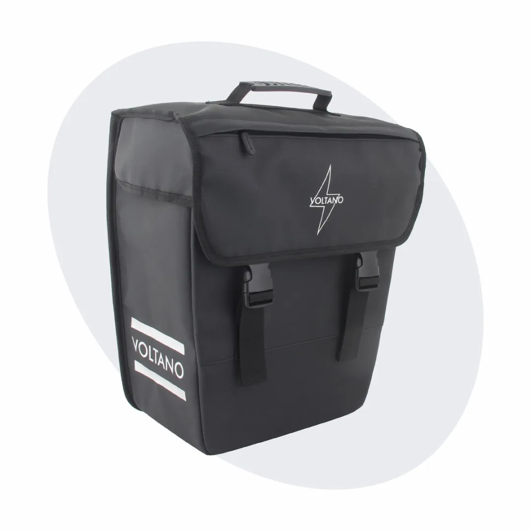 Voltano Enkele Fietstas 20L - Zwart - Afgeschuind - Waterdicht - Voorvak - Fietstas Elektrische Fiets